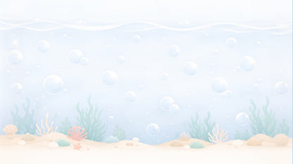 Kids-Mundo flat artwork of the pastel bubbles underwater wall mural design