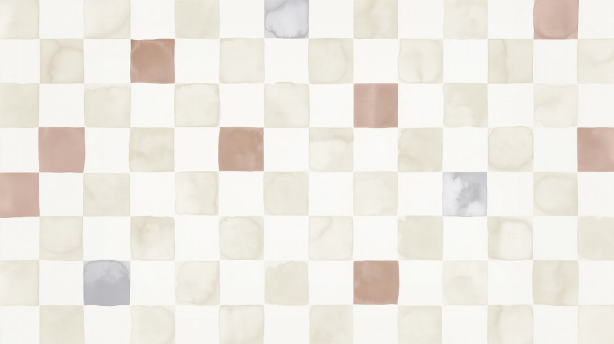 Pastel Watercolour Checkerboard Wall Mural