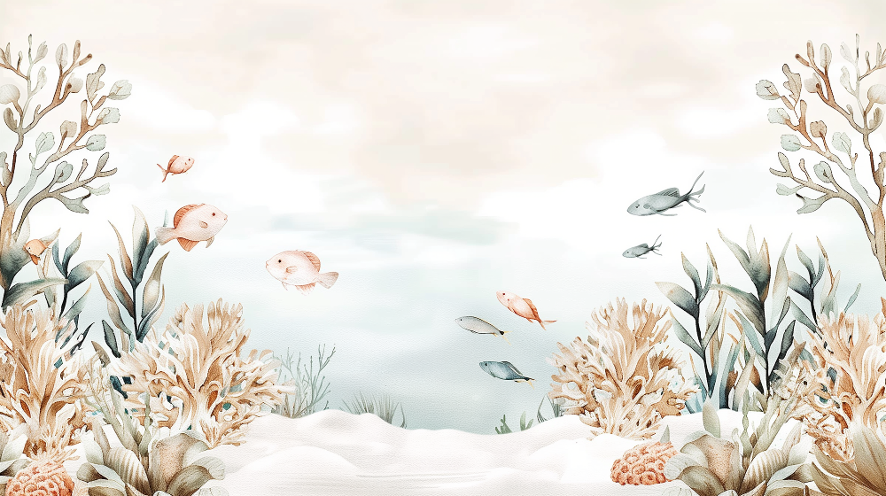 Pastel Coral Reef & Fish Wall Mural