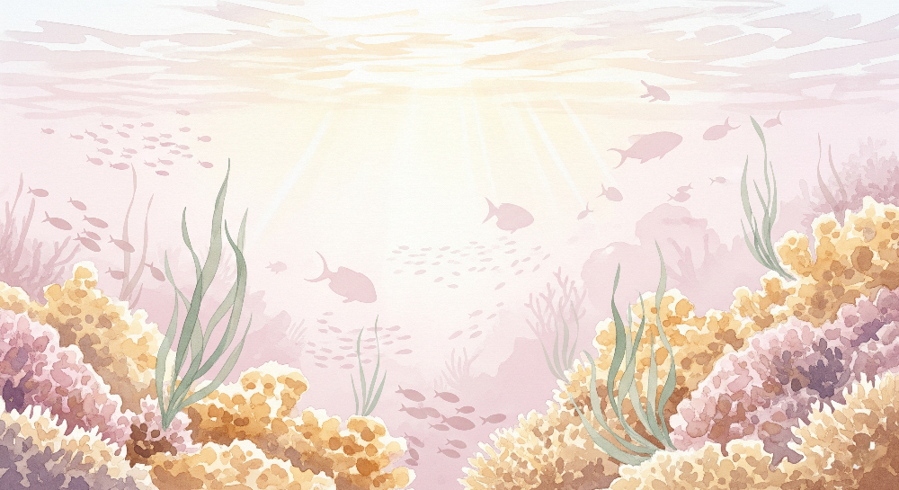 Pastel Coral Reef with Sunbeams Wall Mural