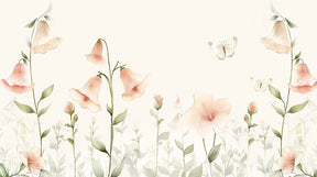 Detailed pastel floral and butterfly mural wallpaper design pattern by Kids-Mundo