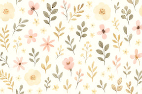 Detailed pastel floral mural wallpaper design pattern with watercolor flowers by Kids-Mundo