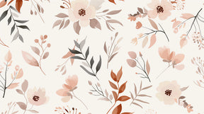 Detailed pastel floral mural wallpaper design pattern with terracotta tones by Kids-Mundo