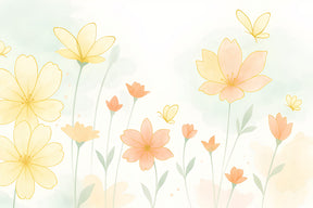 Detailed pastel flowers and butterflies mural wallpaper design pattern by Kids-Mundo