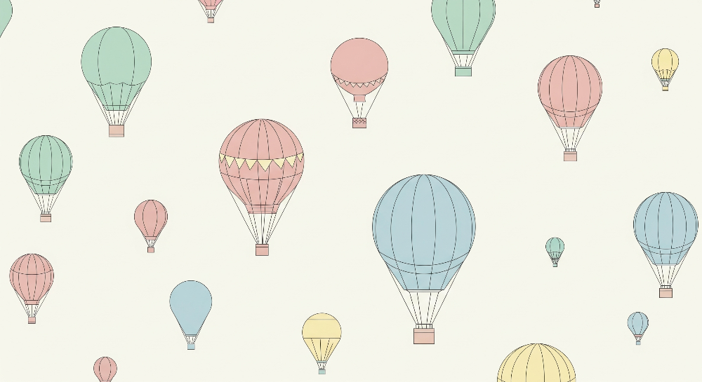 Pastel Hot Air Balloon Pattern Wall Mural