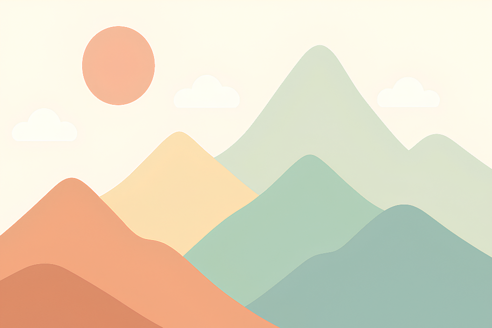 Soft Pastel Mountain Landscape Wall Mural