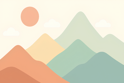 Kids-Mundo pastel mountain landscape flat artwork print for made-to-measure wall murals