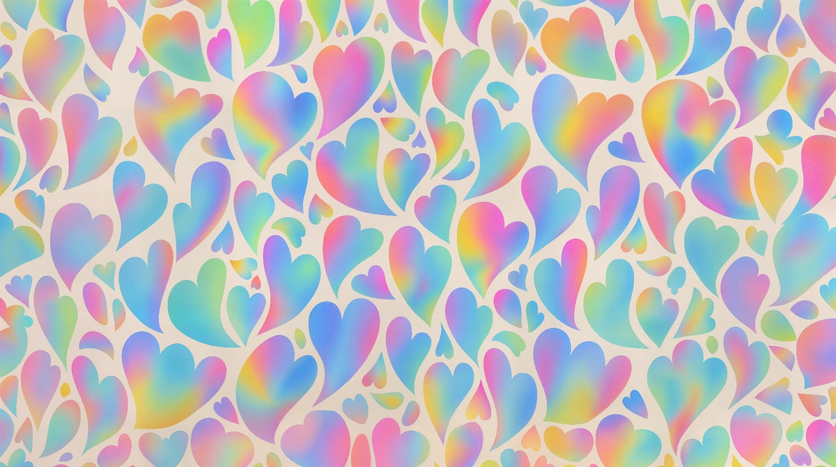 Pastel Rainbow Hearts Wall Mural
