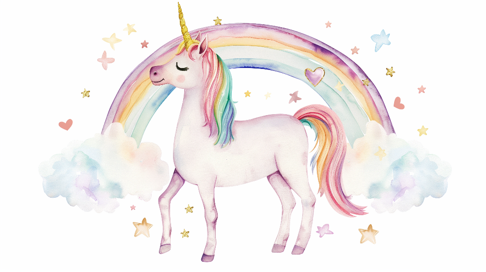 Pastel Rainbow Unicorn Wall Mural