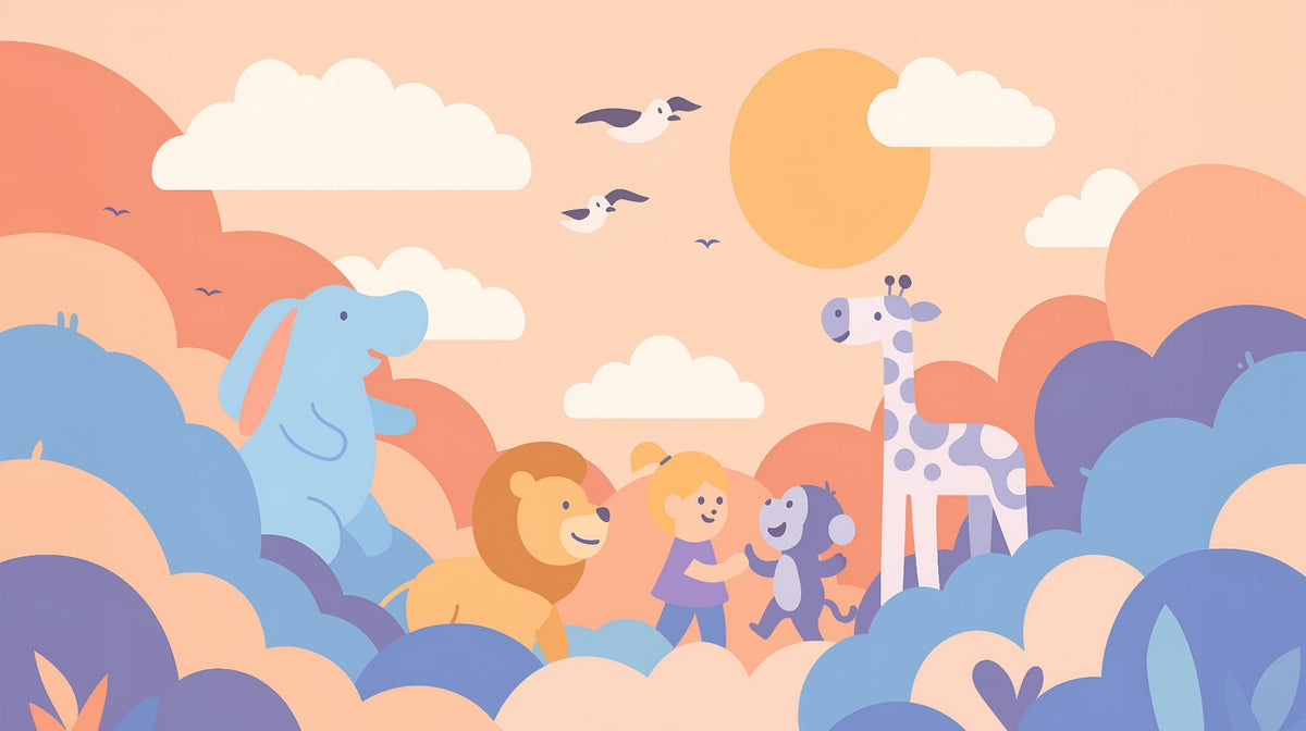 Pastel Safari Animal Friends Wall Mural