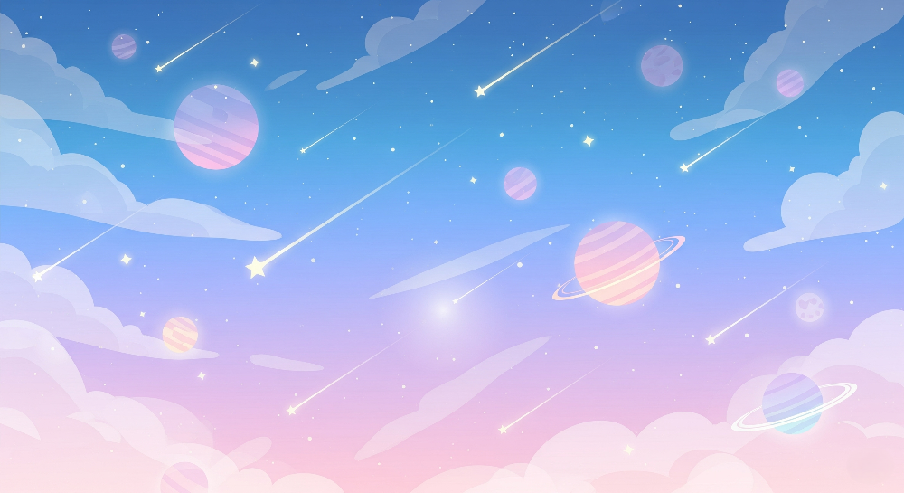 Pastel Sky Shooting Stars Wall Mural