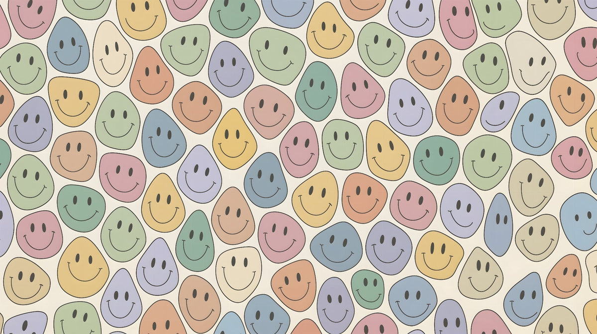 Pastel Smiley Faces Pattern Wall Mural