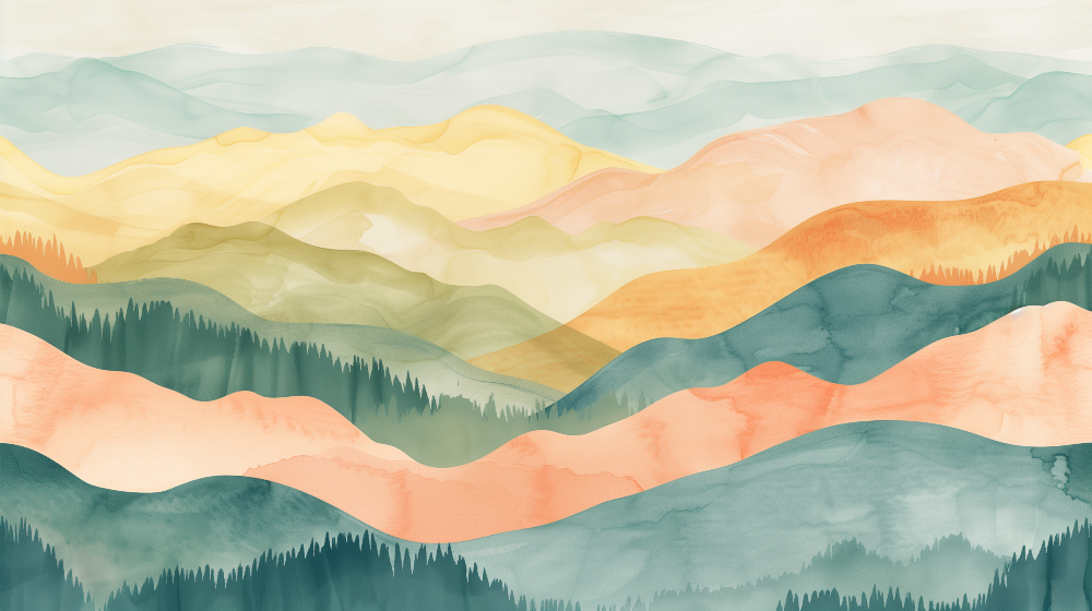 Pastel Watercolour Mountain Wall Mural