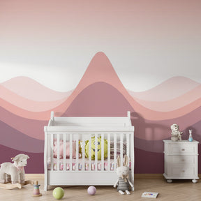 Soft pastel mural wallpaper with flowing waves for kids playroom by Kids-Mundo