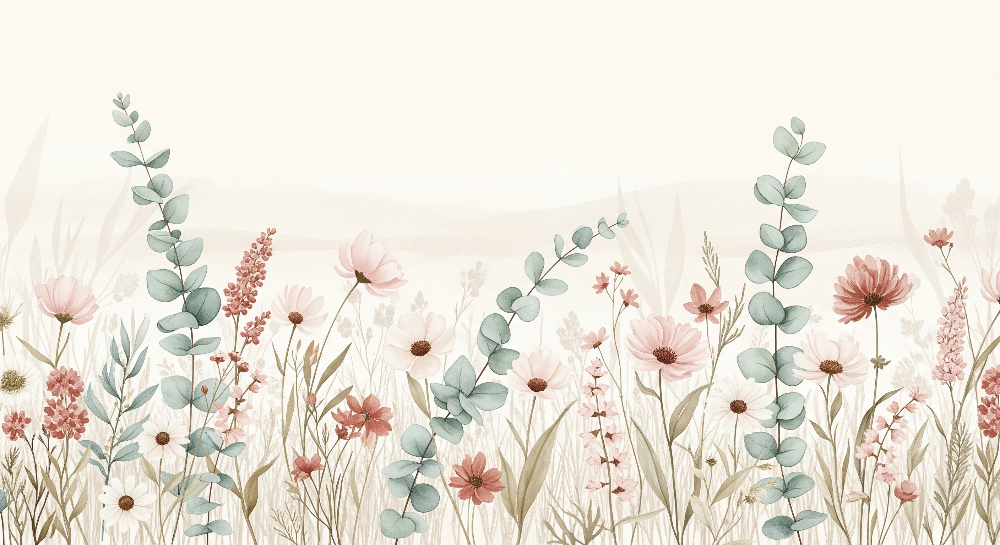 Pastel Wildflower Meadow Wall Mural