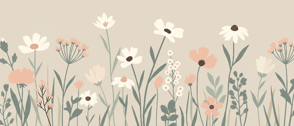 Pastel Wildflower Meadow Wall Mural