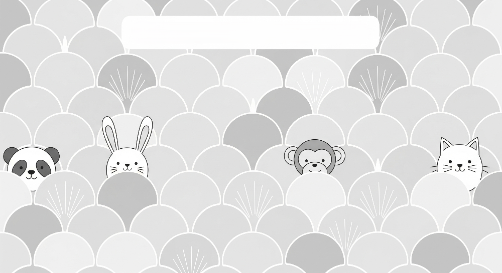 Grey Peekaboo Animal Friends Wall Mural