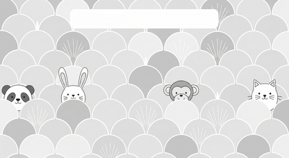 Kids-Mundo flat artwork of the peekaboo animal friends wall mural design in grey