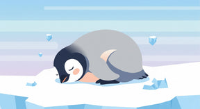 Detailed sleeping penguin on ice mural wallpaper design pattern by Kids-Mundo