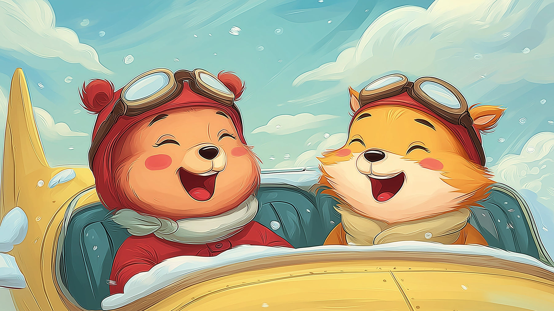 Detailed pilot bears mural wallpaper design pattern showing flying teddy bears by Kids-Mundo