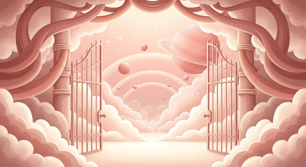 Blush Pink Gateway to the Planets Wall Mural
