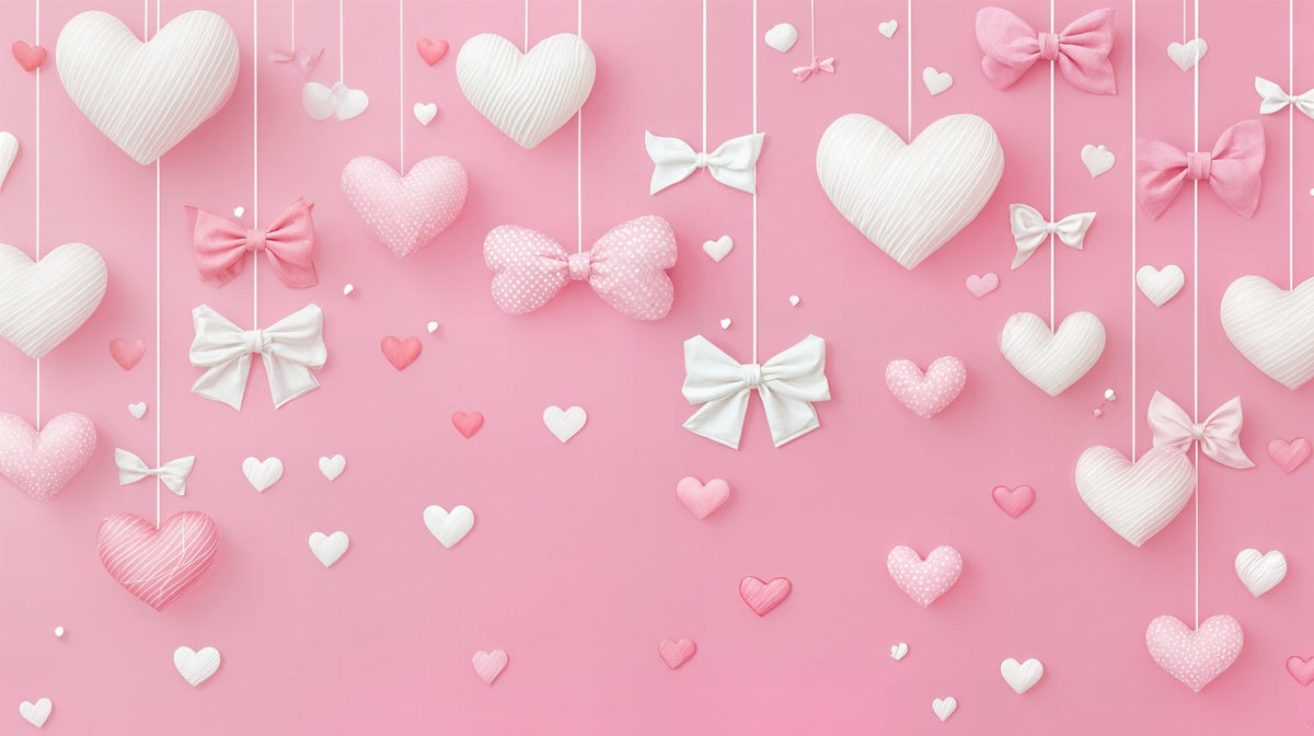 Hanging Hearts and Bows Wall Mural
