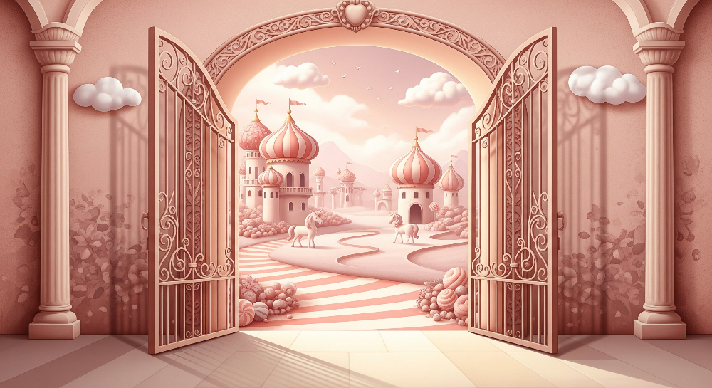 Pink Palace Gates Unicorn Kingdom Wall Mural