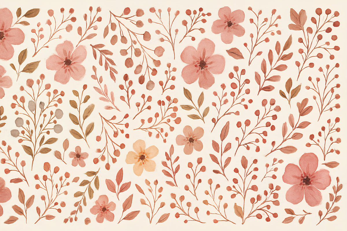 Delicate Pink Watercolour Floral Wall Mural