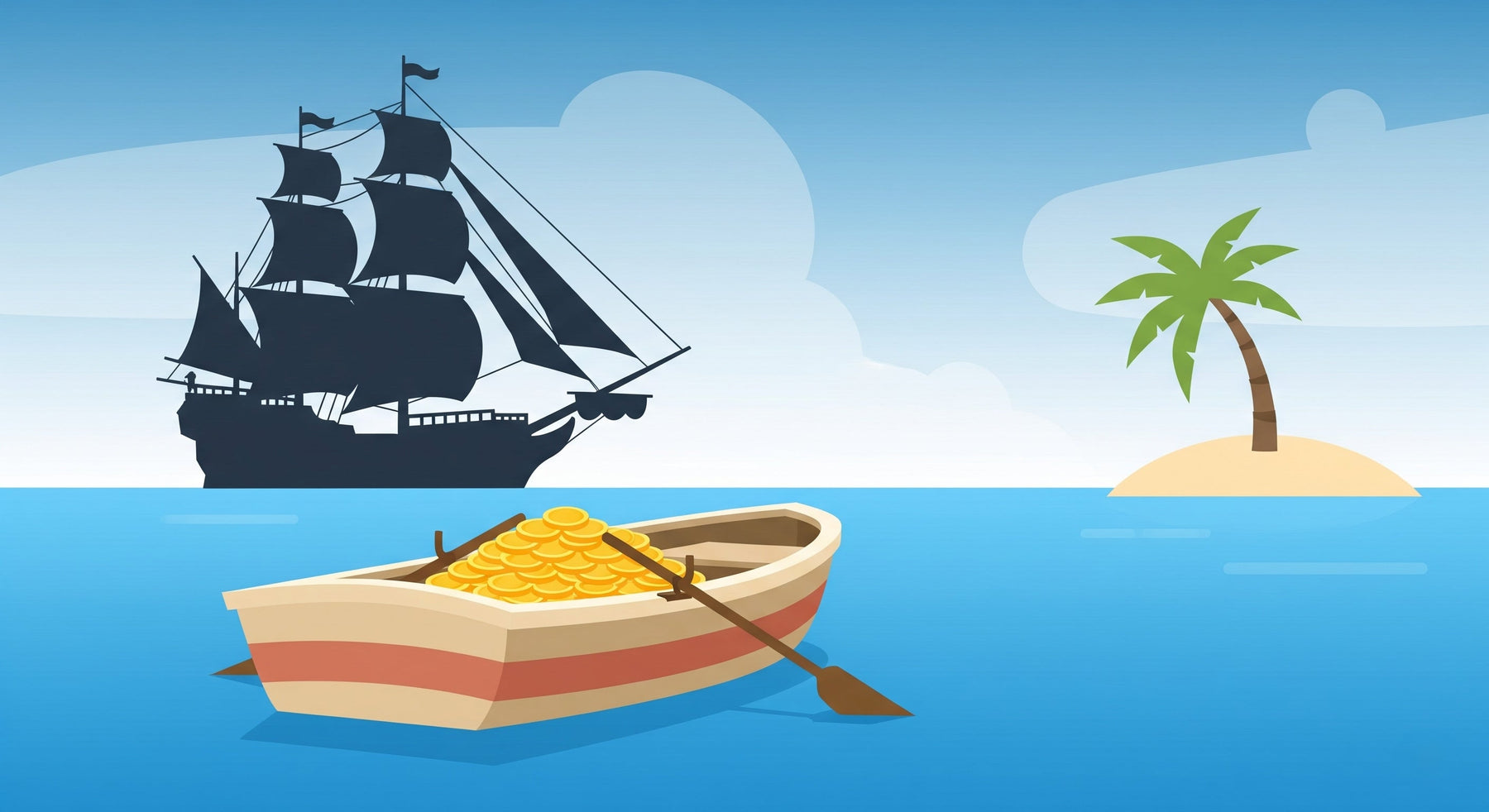 Detailed pirate ship and treasure island mural wallpaper design pattern by Kids-Mundo