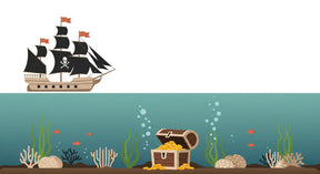 Detailed pirate adventure underwater treasure mural wallpaper design pattern by Kids-Mundo