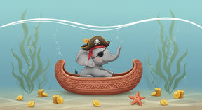 Detailed pirate elephant underwater adventure mural wallpaper design pattern by Kids-Mundo