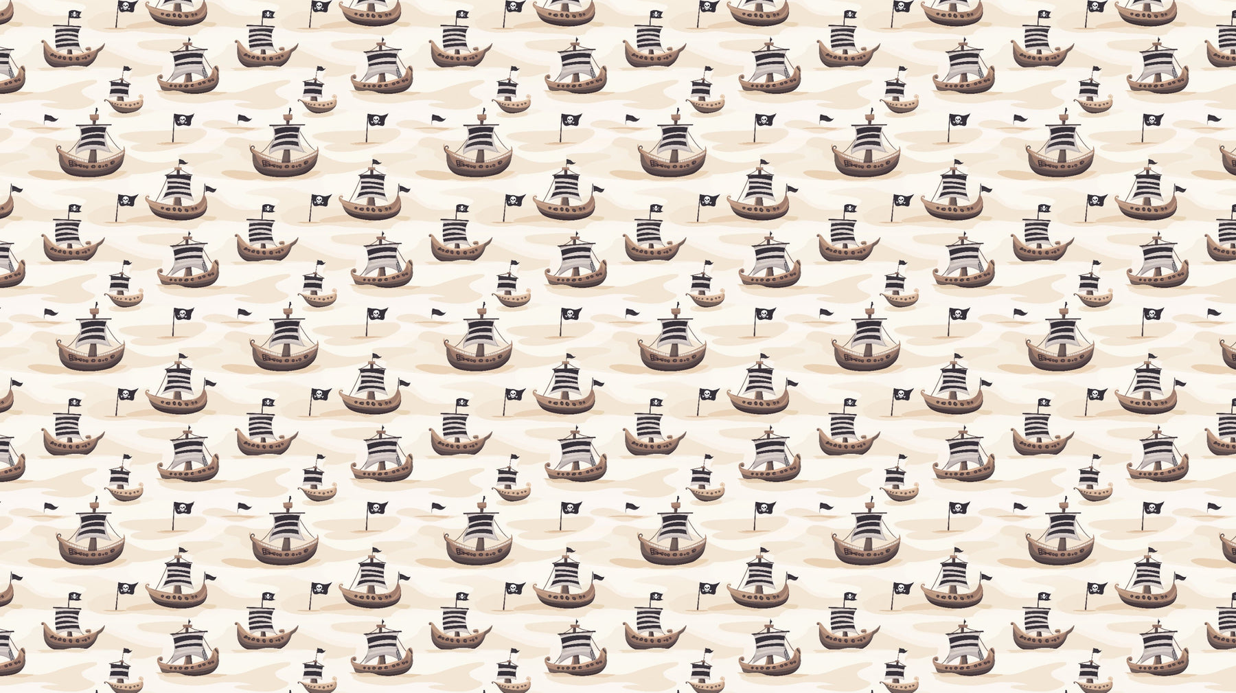 Detailed pirate ships mural wallpaper design pattern with sailing boats by Kids-Mundo