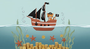 Detailed pirate tiger ocean adventure mural wallpaper design pattern by Kids-Mundo