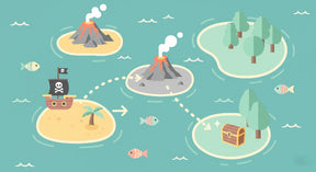 Detailed pirate treasure map mural wallpaper design pattern with islands by Kids-Mundo