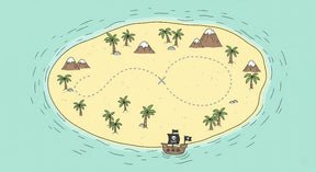 Detailed pirate treasure map mural wallpaper design pattern showing island adventure by Kids-Mundo