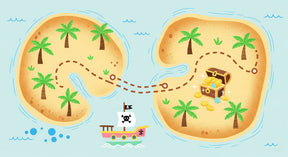 Detailed pirate treasure map mural wallpaper design pattern with tropical islands by Kids-Mundo