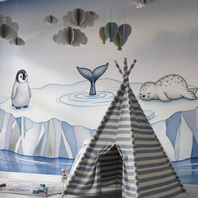 Arctic animal wallpaper creating peaceful atmosphere in children's bedroom decor