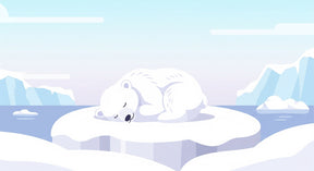 Detailed polar bear sleeping on iceberg mural wallpaper design pattern by Kids-Mundo