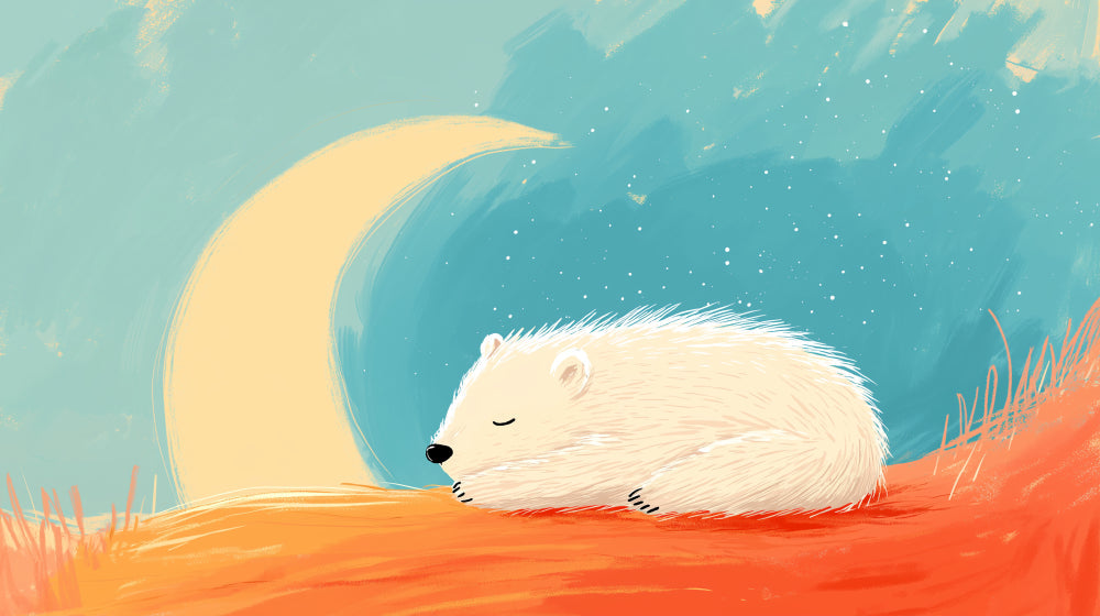Detailed polar bear under moon mural wallpaper design pattern by Kids-Mundo