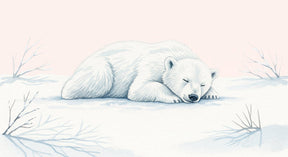 Detailed sleeping polar bear winter mural wallpaper design pattern by Kids-Mundo