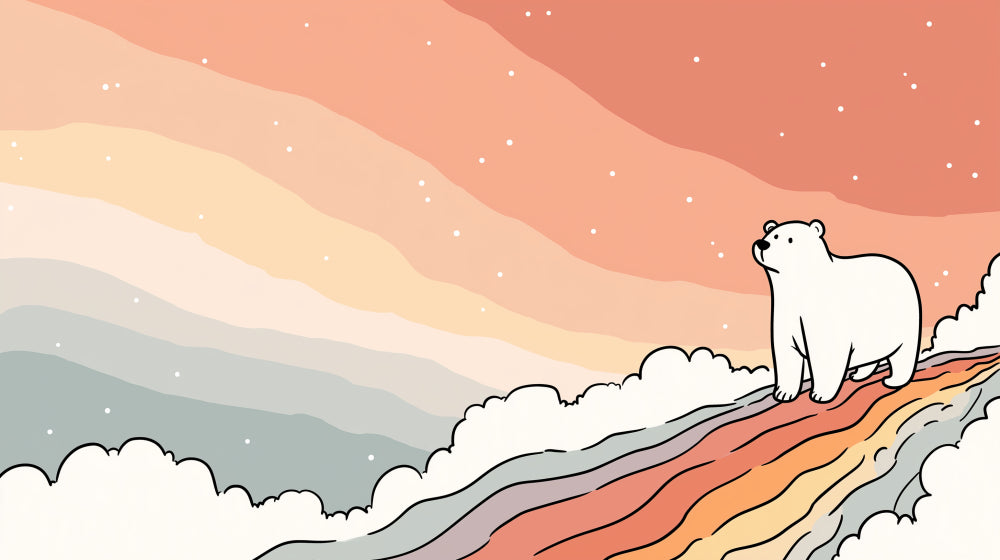 Detailed polar bear and rainbow mural wallpaper design pattern by Kids-Mundo