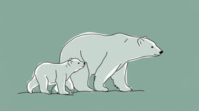 Detailed polar bears mural wallpaper design pattern showing Arctic mother and cub by Kids-Mundo