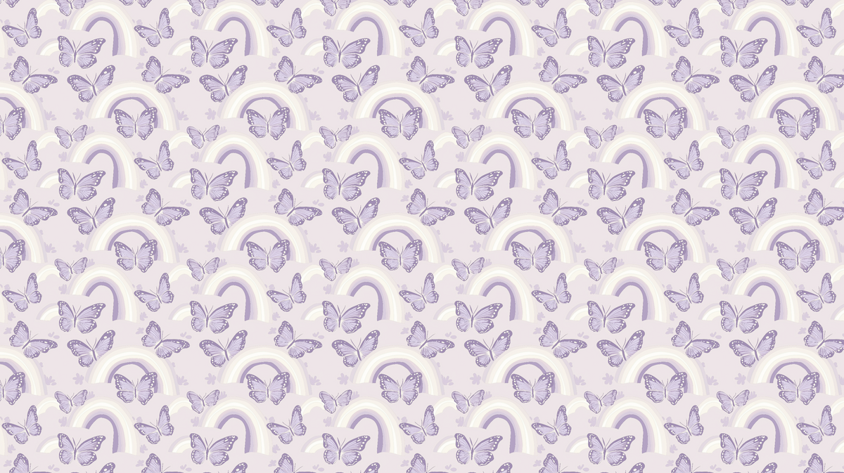 Purple Butterflies and Rainbows Wall Mural