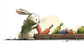 Detailed rabbit and colorful carrots mural wallpaper design pattern by Kids-Mundo