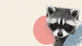 Detailed raccoon mural wallpaper design pattern with pastel background by Kids-Mundo
