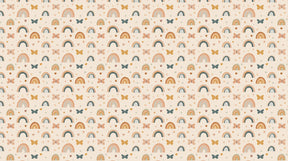 Detailed rainbow butterfly mural wallpaper design pattern with pastel motifs by Kids-Mundo