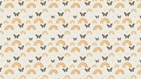 Detailed rainbow butterfly mural wallpaper design pattern with soft pastels by Kids-Mundo