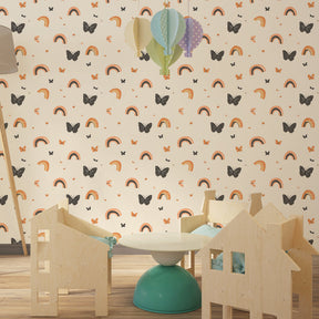 Soft rainbow and butterfly mural wallpaper for peaceful toddler room decor by Kids-Mundo