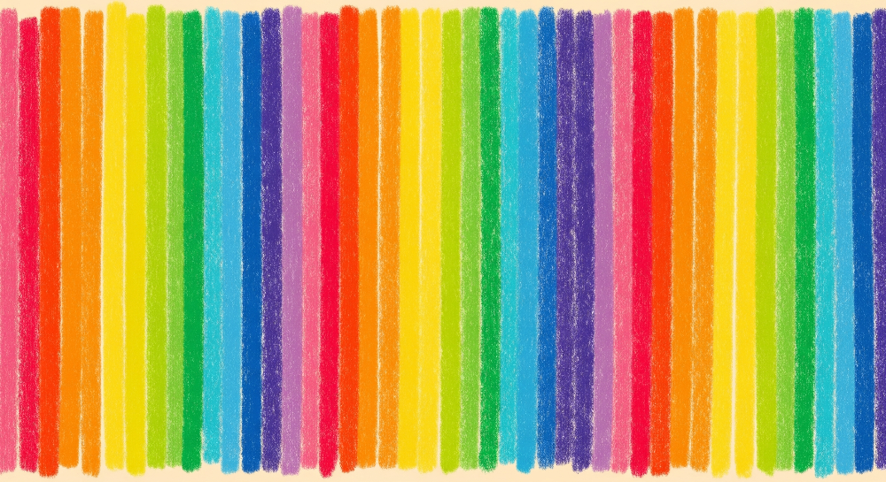 Kids-Mundo flat artwork preview of the rainbow crayon stripe wall mural design in vivid multicolour
