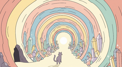 Kids-Mundo flat artwork preview of the rainbow crystal tunnel wall mural design